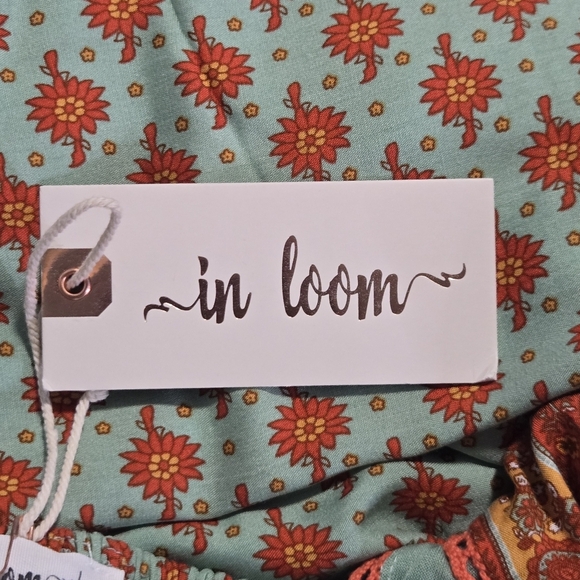 In Loom Boho Contrast Square Neck Mix Print Lace Trim Peasant Maxi Dress Medium - Picture 5 of 11